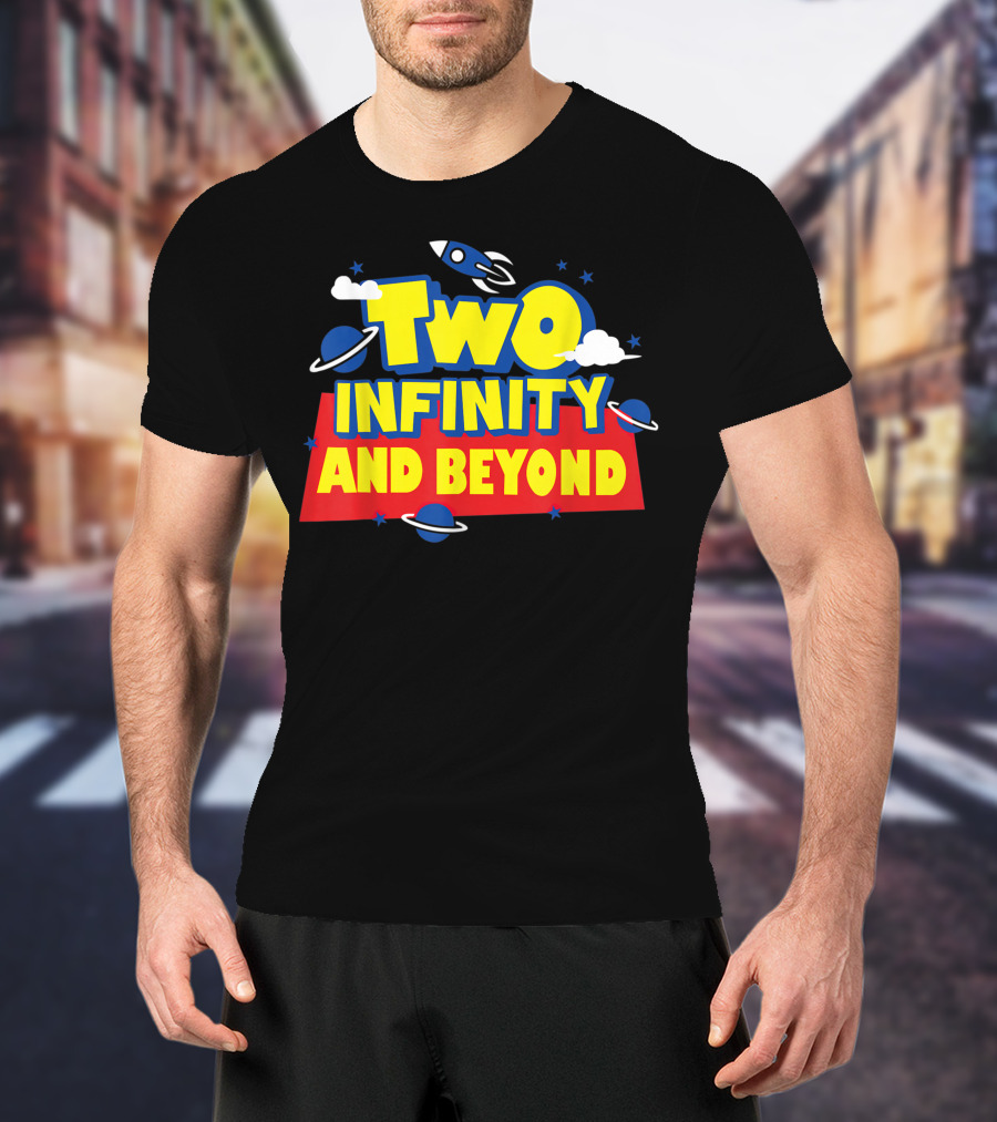 Two Infinity And Beyond 2nd Birthday Rocket And Planets T-Shirt