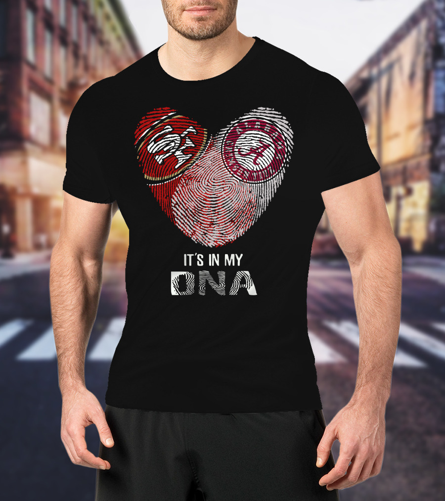 49ers Alabama It's In My Dna Fingerprint Heart T-Shirt