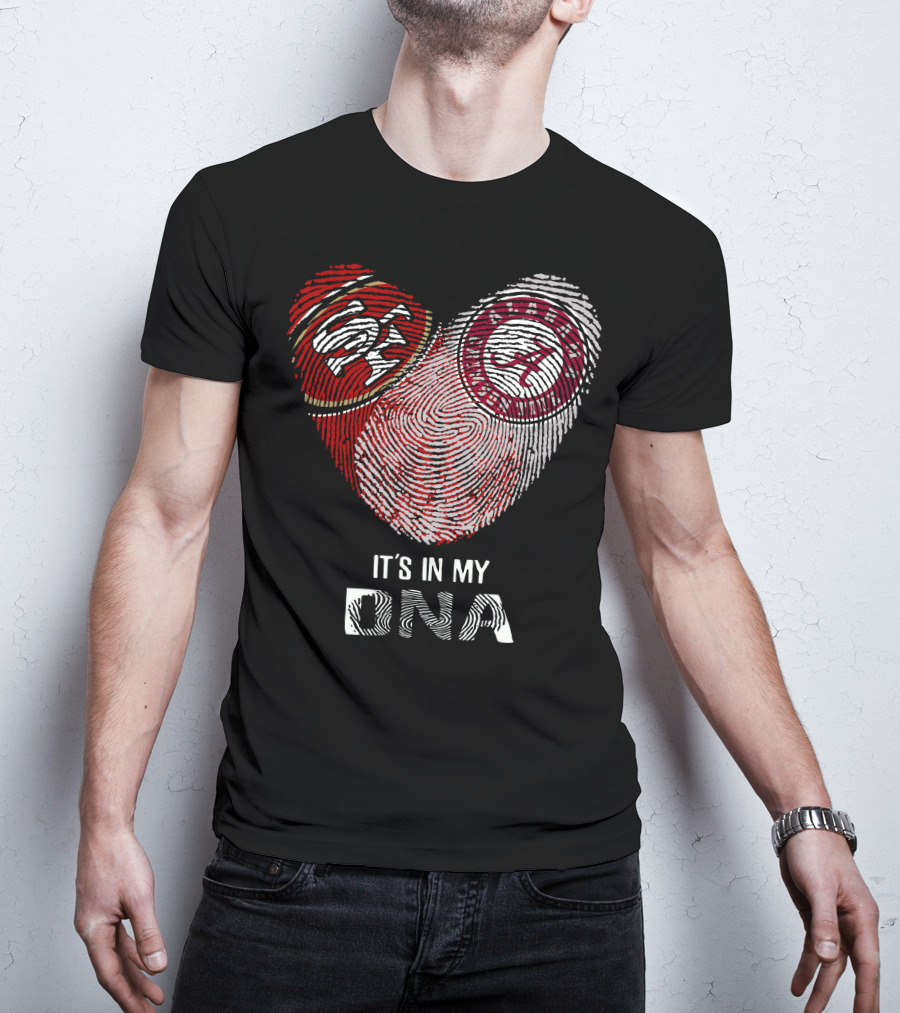 49ers Alabama It's In My Dna Fingerprint Heart T-Shirt