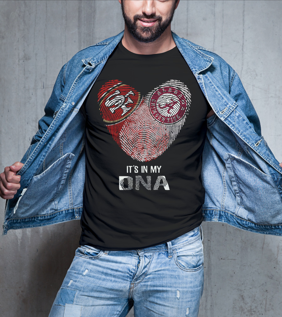 49ers Alabama It's In My Dna Fingerprint Heart T-Shirt