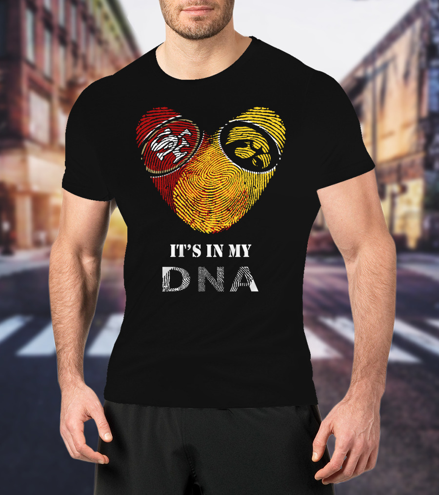 49ers Iowa Hawkeyes Dna Heart Fingerprint T-Shirt