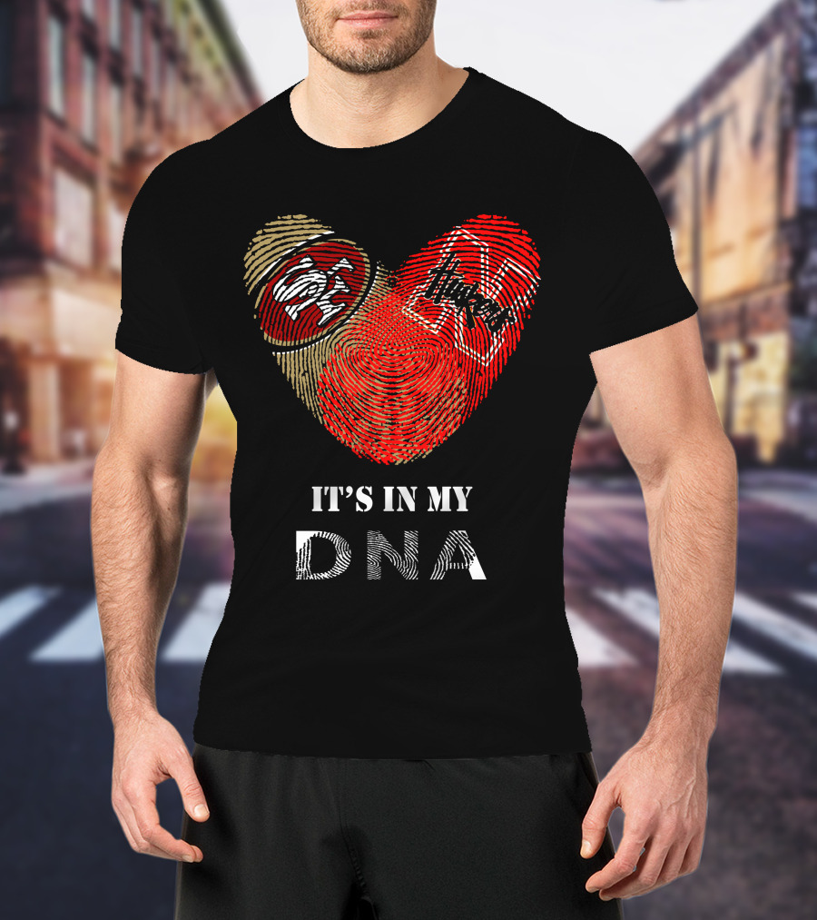 49ers Nebraska Cornhuskers Dna Fingerprint Heart T-Shirt