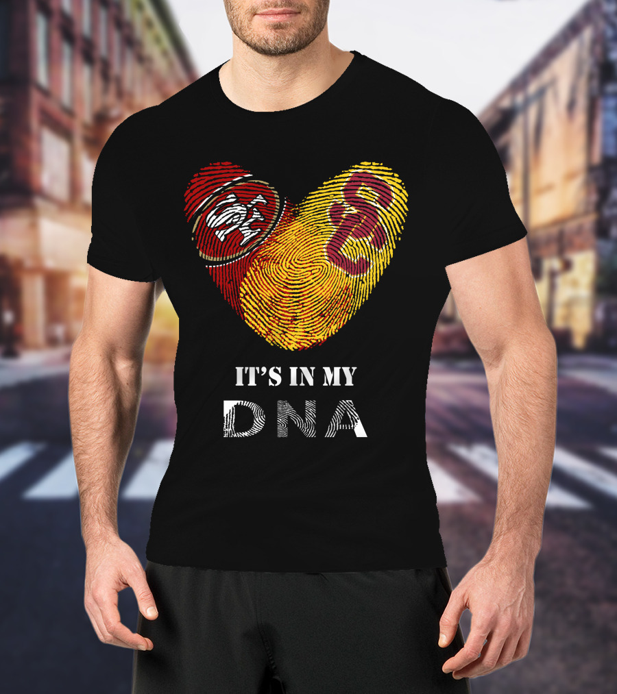 49ers Usc Trojans Heart Dna Fingerprint T-Shirt