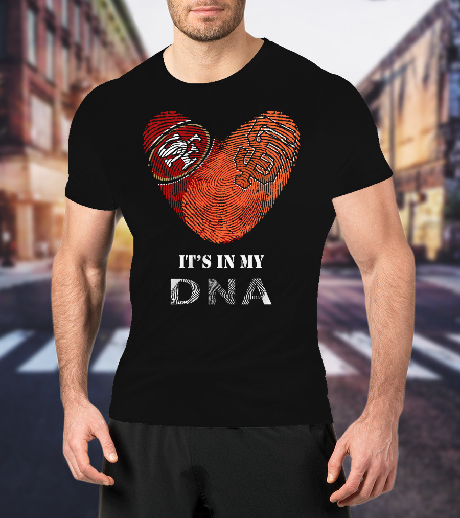 49ers Giants Heart Fingerprint DNA T-Shirt