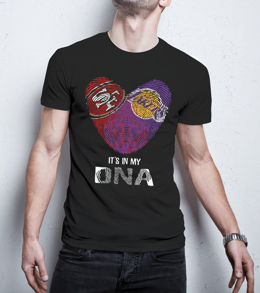 49Ers Lakers Heart Fingerprint It's In My DNA T-Shirt