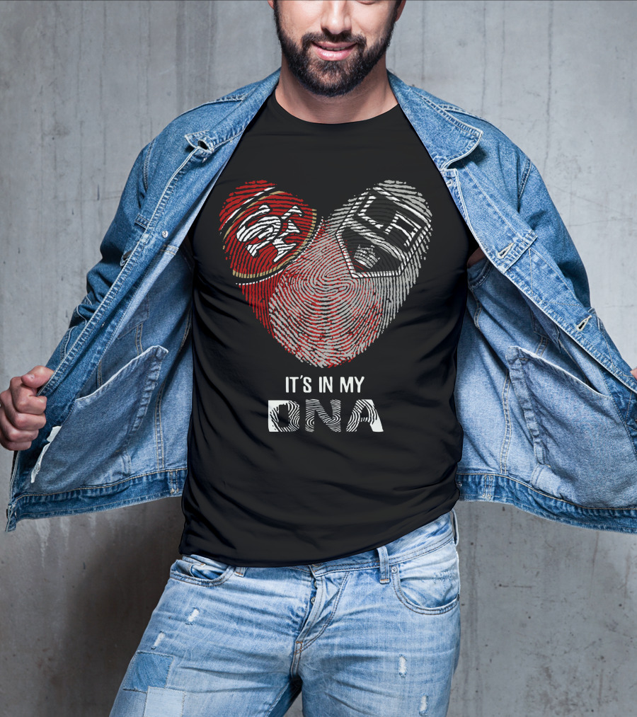 49ers Los Angeles Kings Heart Fingerprint It's In My DNA T-Shirt