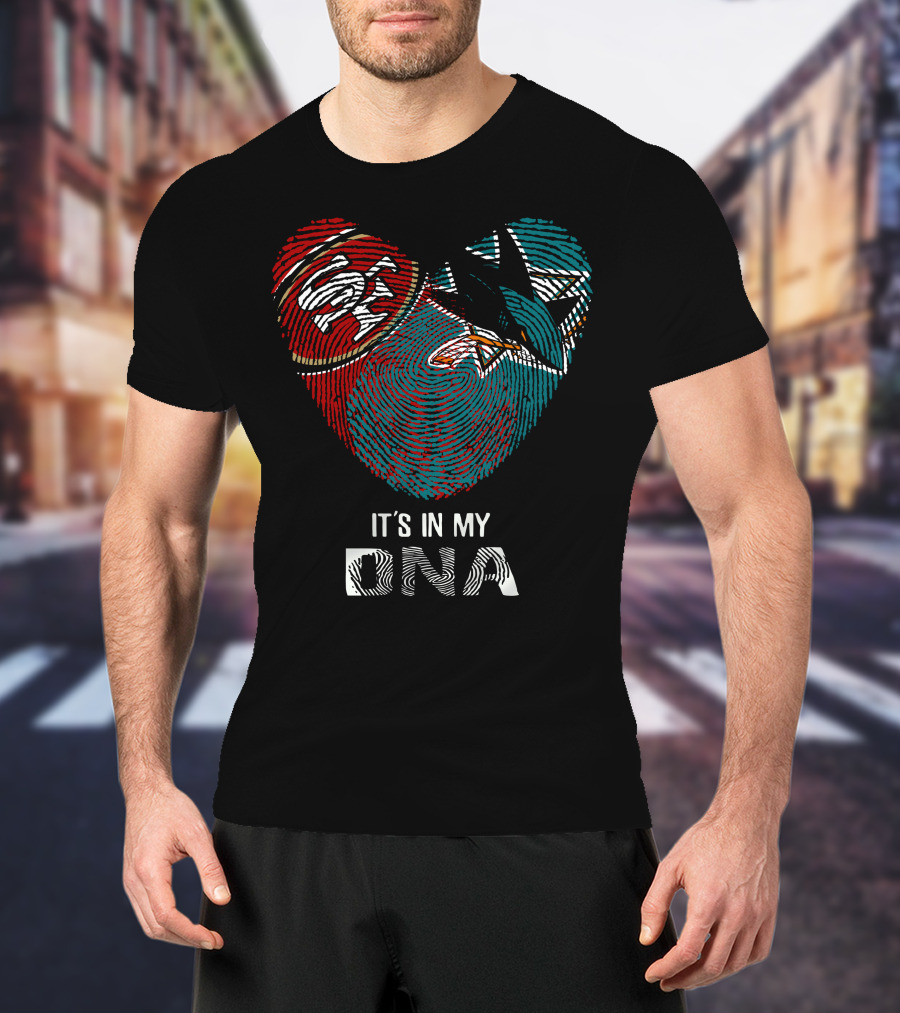 49ers San Jose Sharks Heart Thumbprint It's In My DNA T-Shirt