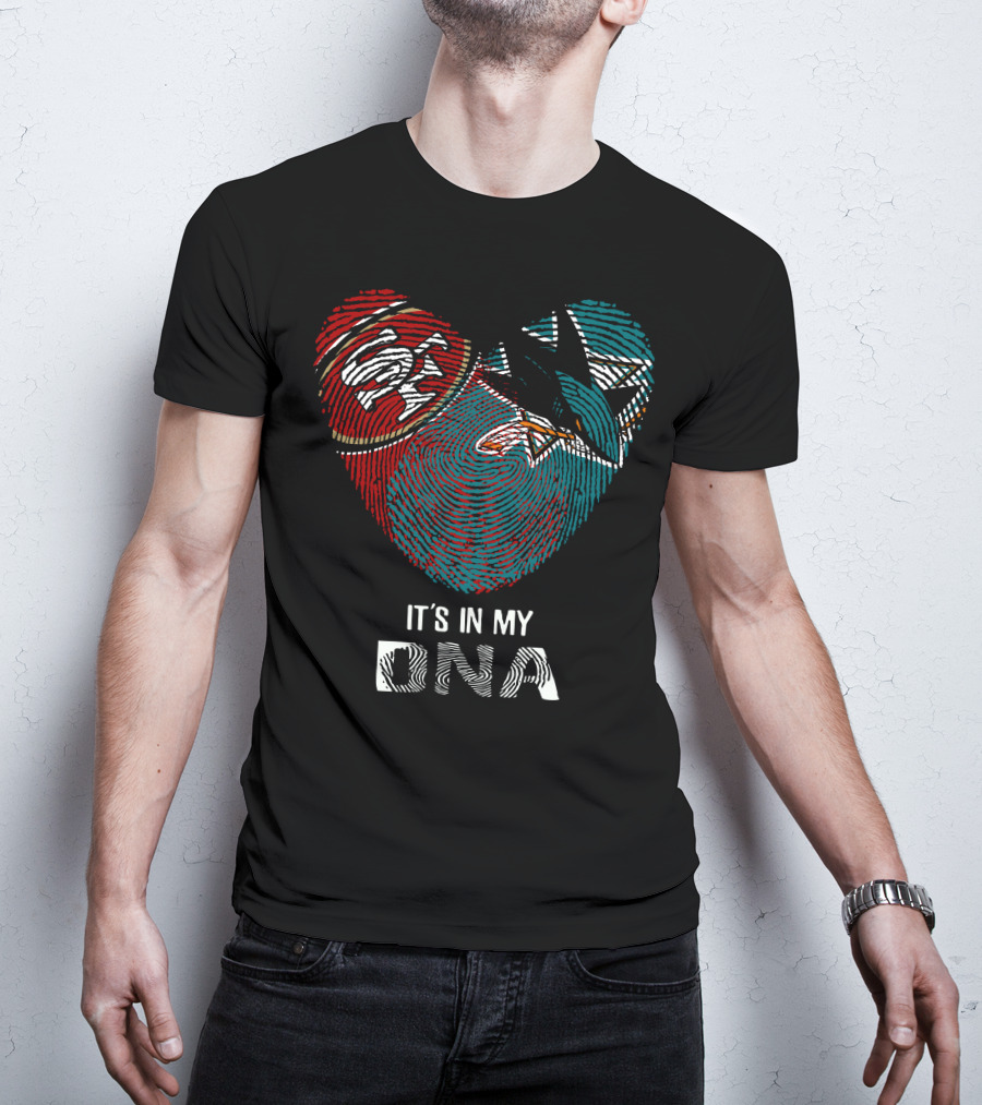 49ers San Jose Sharks Heart Thumbprint It's In My DNA T-Shirt