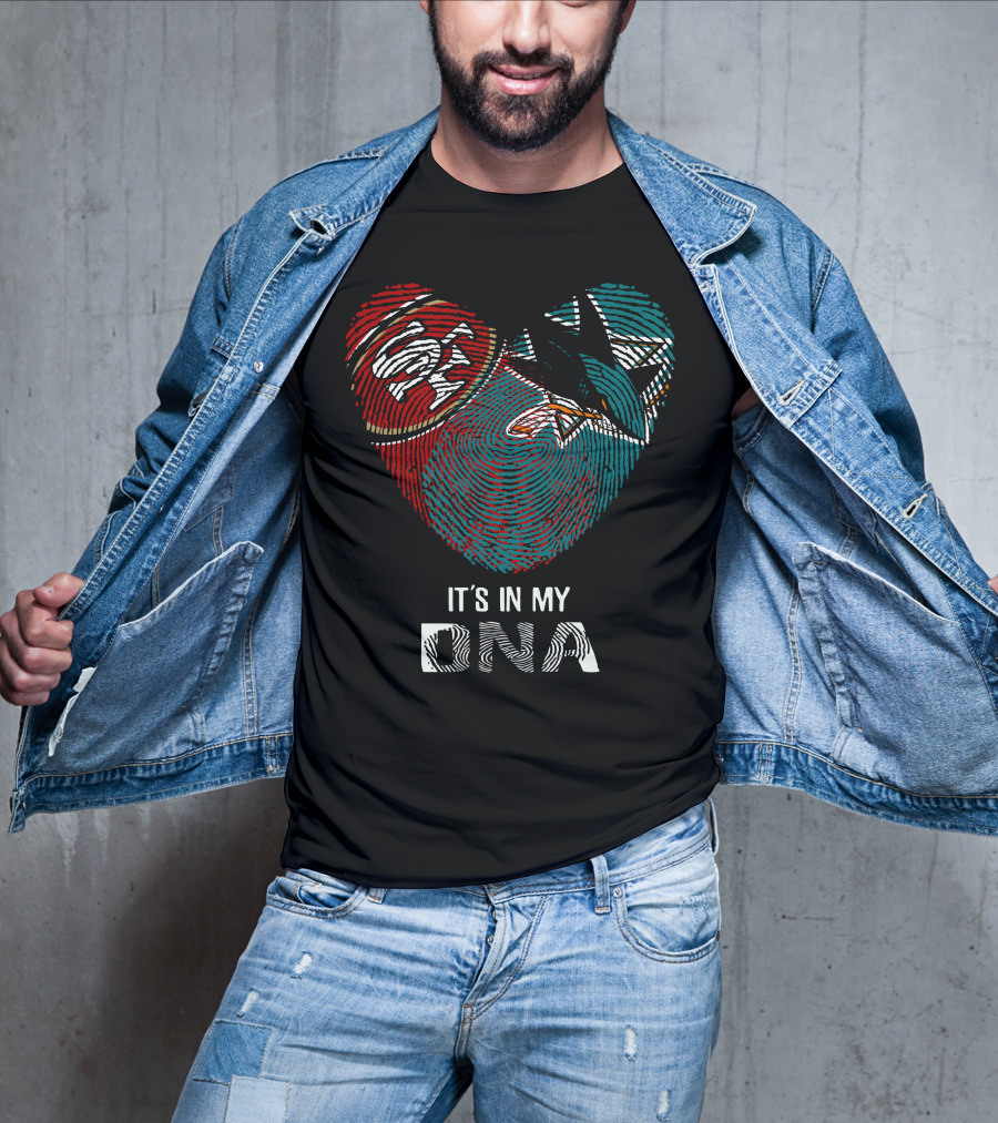 49ers San Jose Sharks Heart Thumbprint It's In My DNA T-Shirt