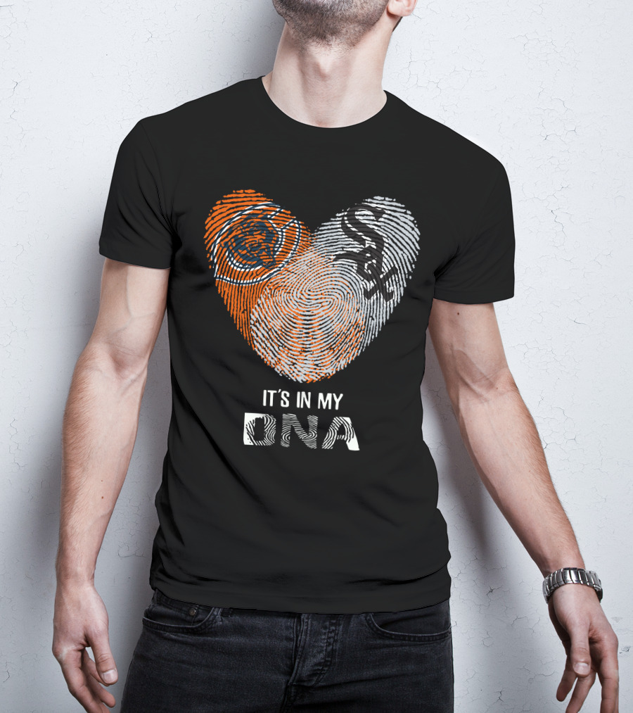 Bears White Sox It’s In My DNA Fingerprint Heart T-Shirt