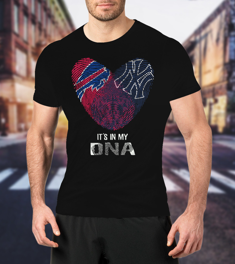 Bills Yankees It's In My DNA Fingerprint Heart T-Shirt