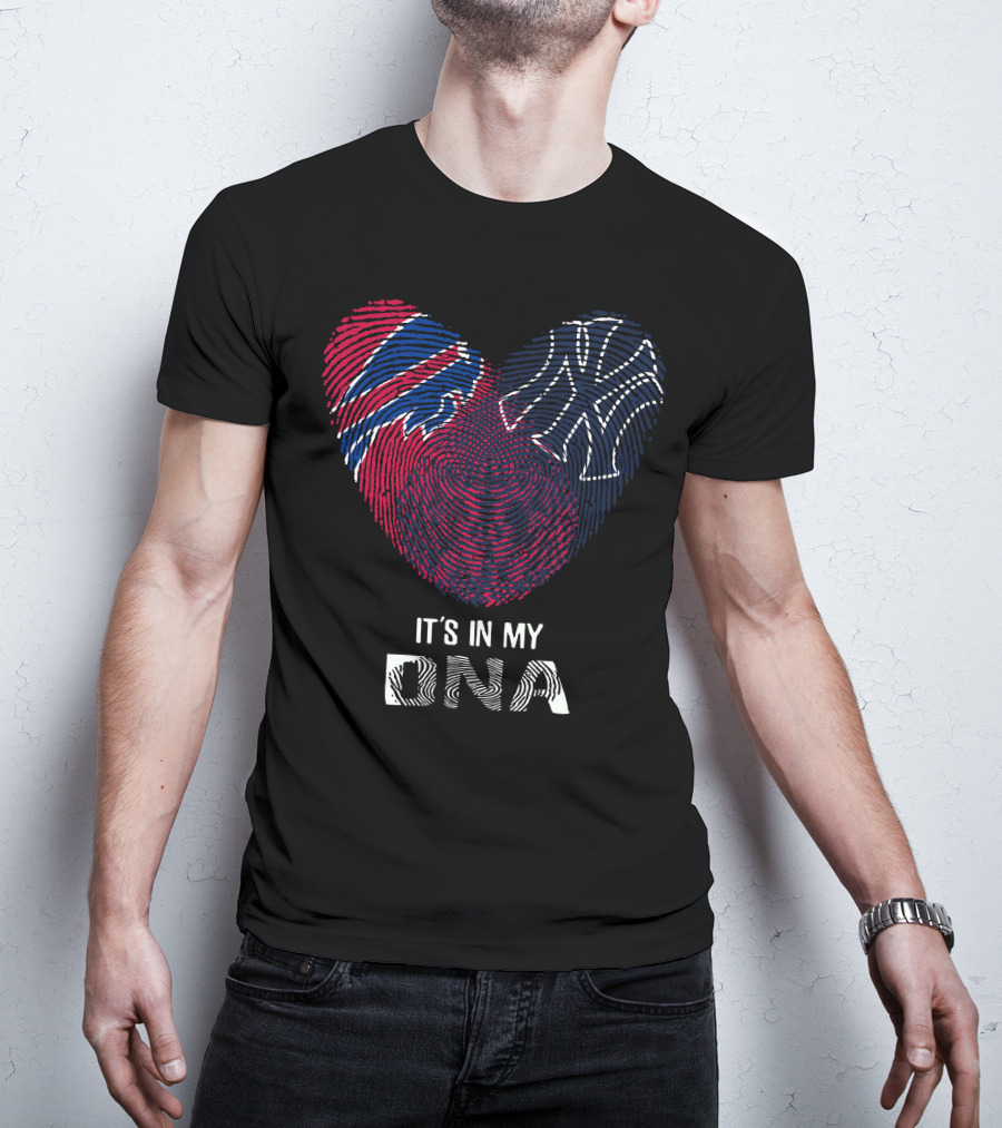 Bills Yankees It's In My DNA Fingerprint Heart T-Shirt
