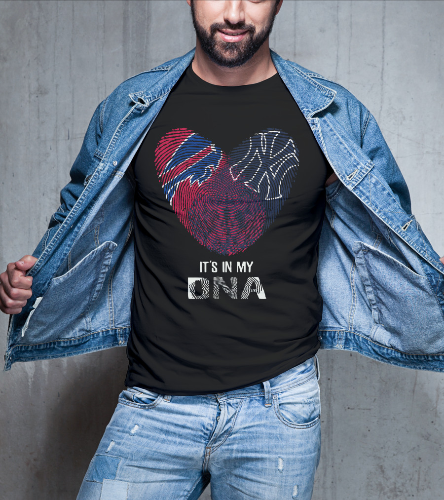Bills Yankees It's In My DNA Fingerprint Heart T-Shirt