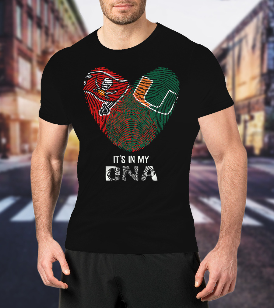Buccaneers Hurricanes Fingerprint Heart It's In My DNA T-Shirt