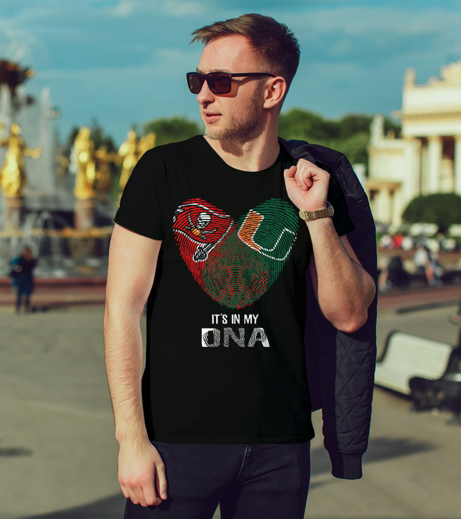 Buccaneers Hurricanes Fingerprint Heart It's In My DNA T-Shirt