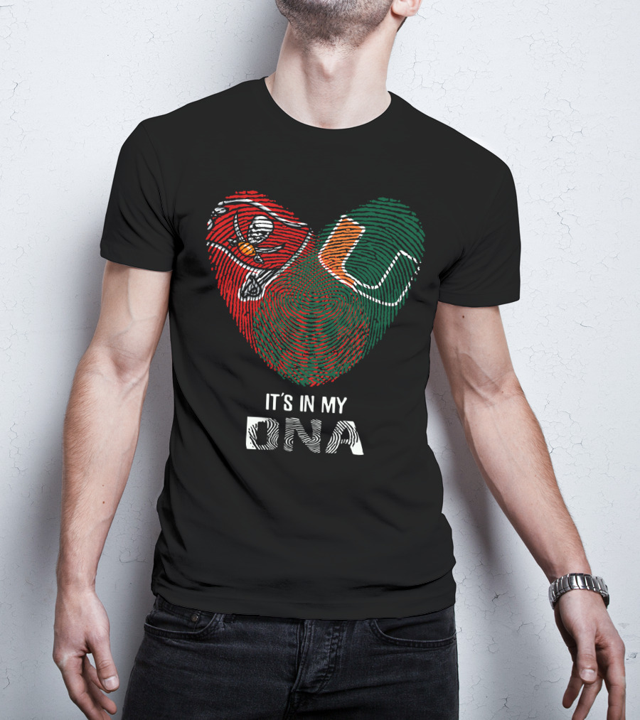 Buccaneers Hurricanes Fingerprint Heart It's In My DNA T-Shirt