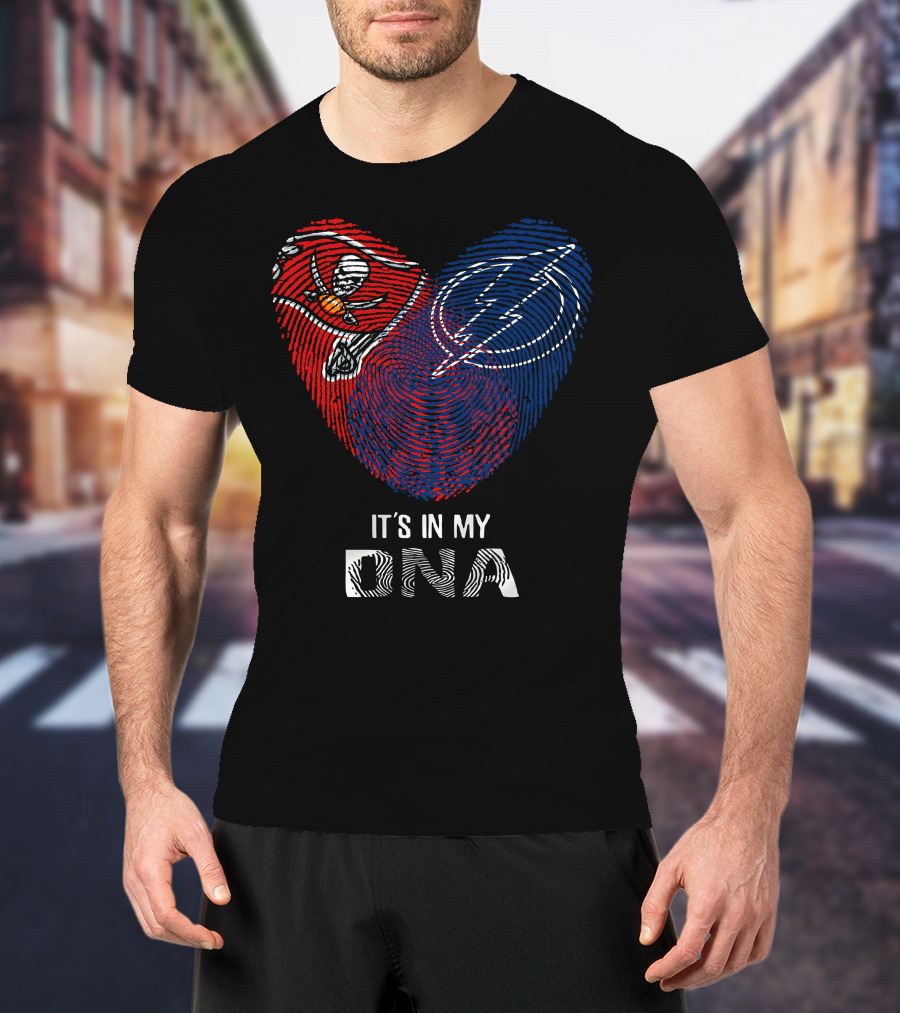 Buccaneers Lightning Heart It's In My Dna Fingerprint T-Shirt