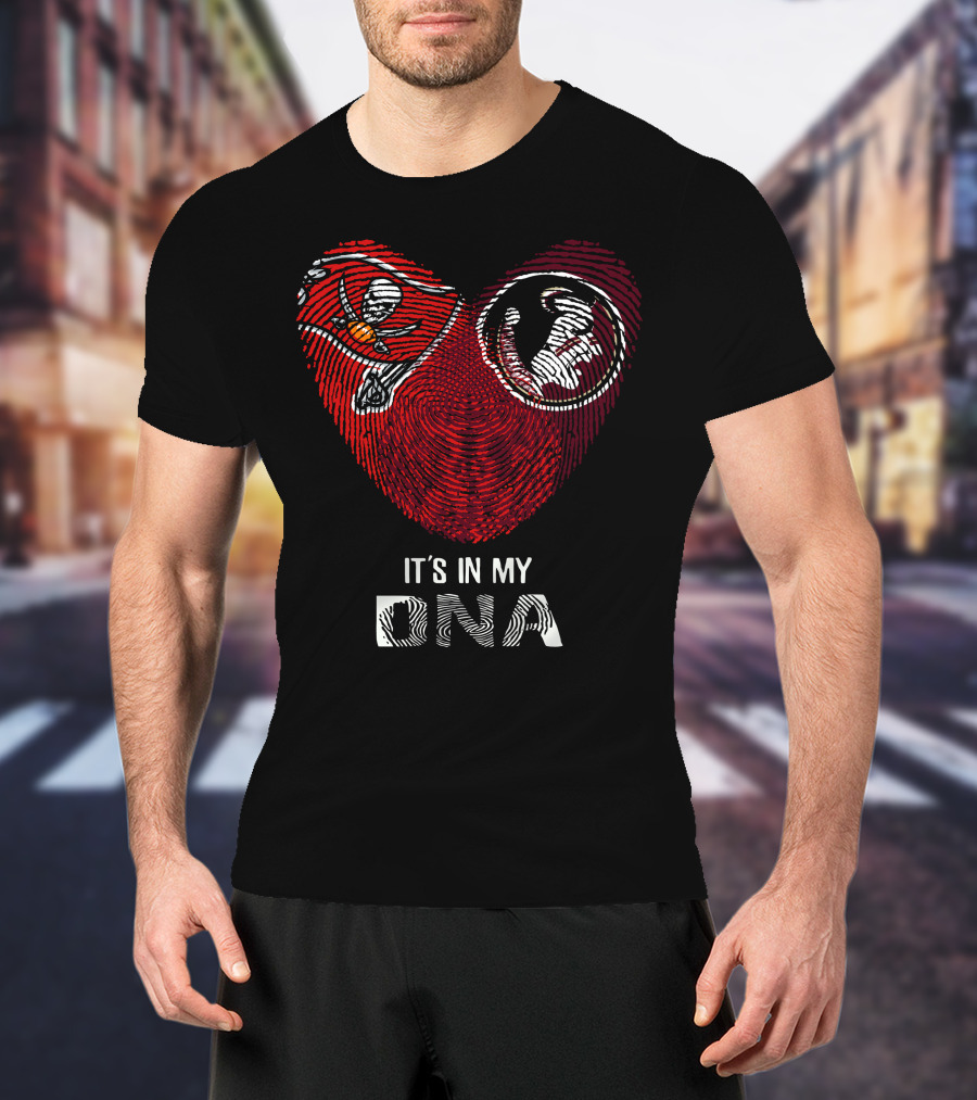 Buccaneers Seminoles Heart Fingerprint It's In My Dna T-Shirt