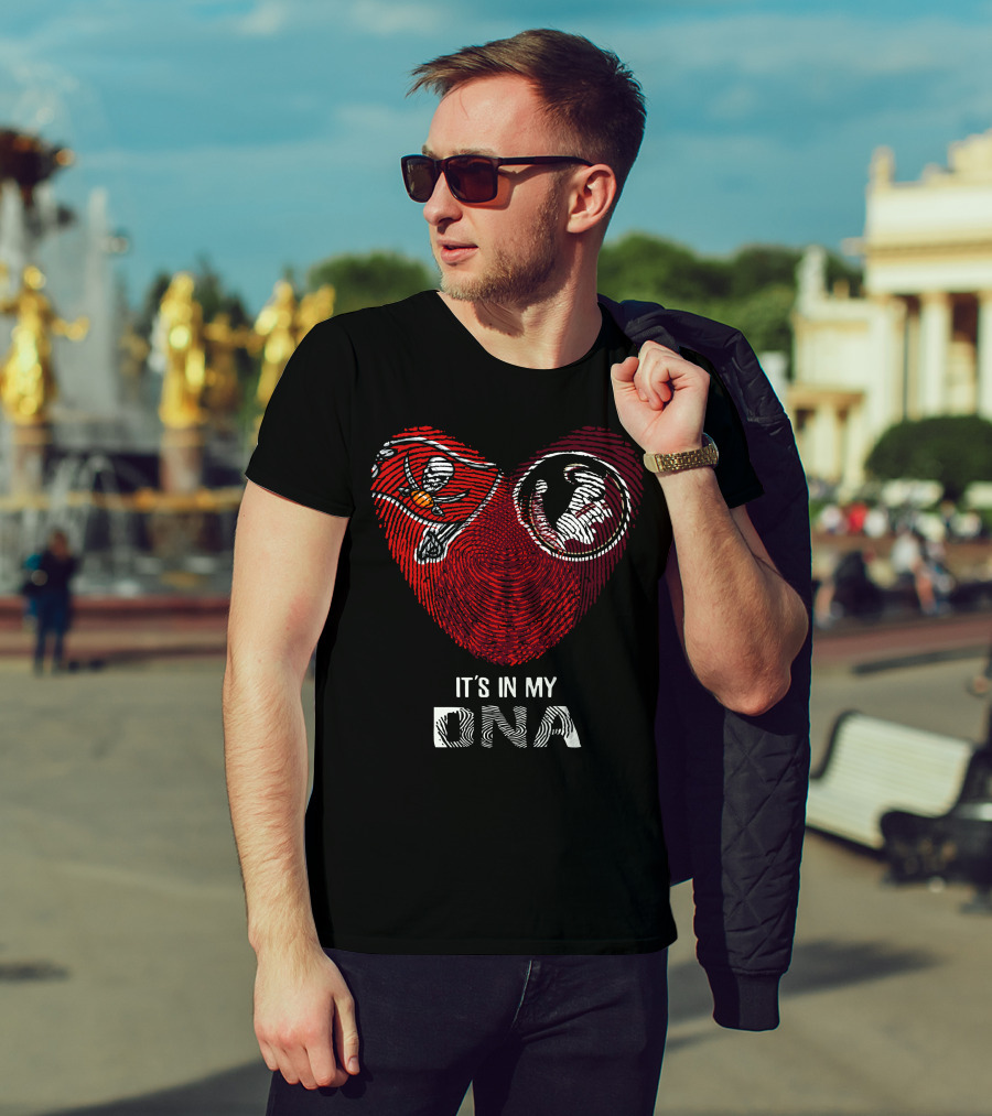 Buccaneers Seminoles Heart Fingerprint It's In My Dna T-Shirt