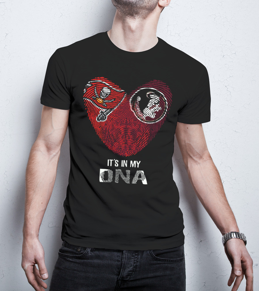 Buccaneers Seminoles Heart Fingerprint It's In My Dna T-Shirt