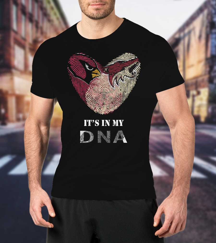 Cardinals Arizona Coyotes It's In My DNA Fingerprint Heart T-Shirt