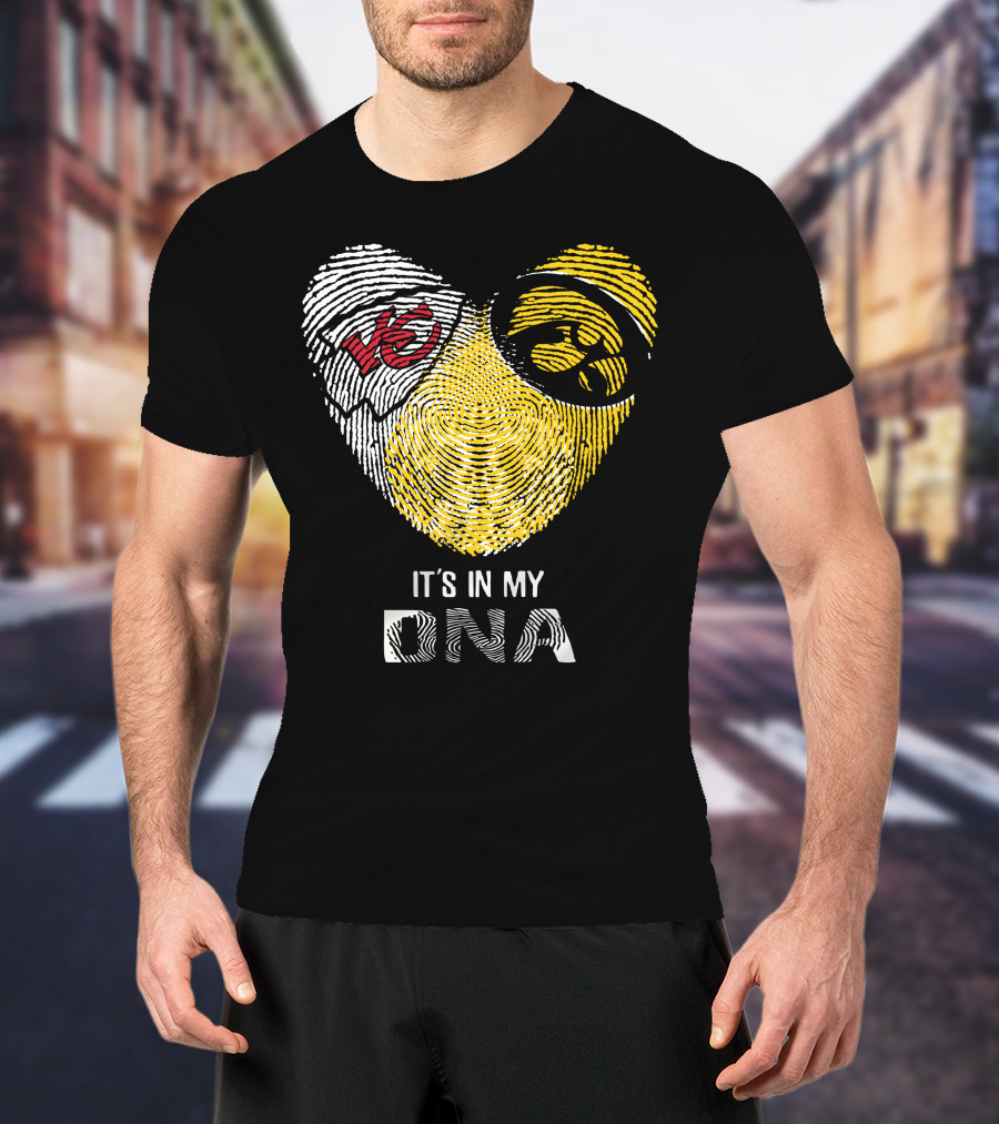 Chiefs Hawkeyes Heart Fingerprint It's In My DNA T-Shirt
