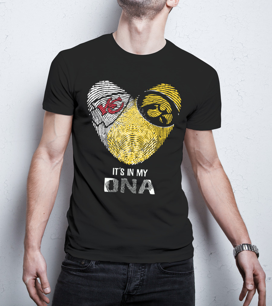 Chiefs Hawkeyes Heart Fingerprint It's In My DNA T-Shirt