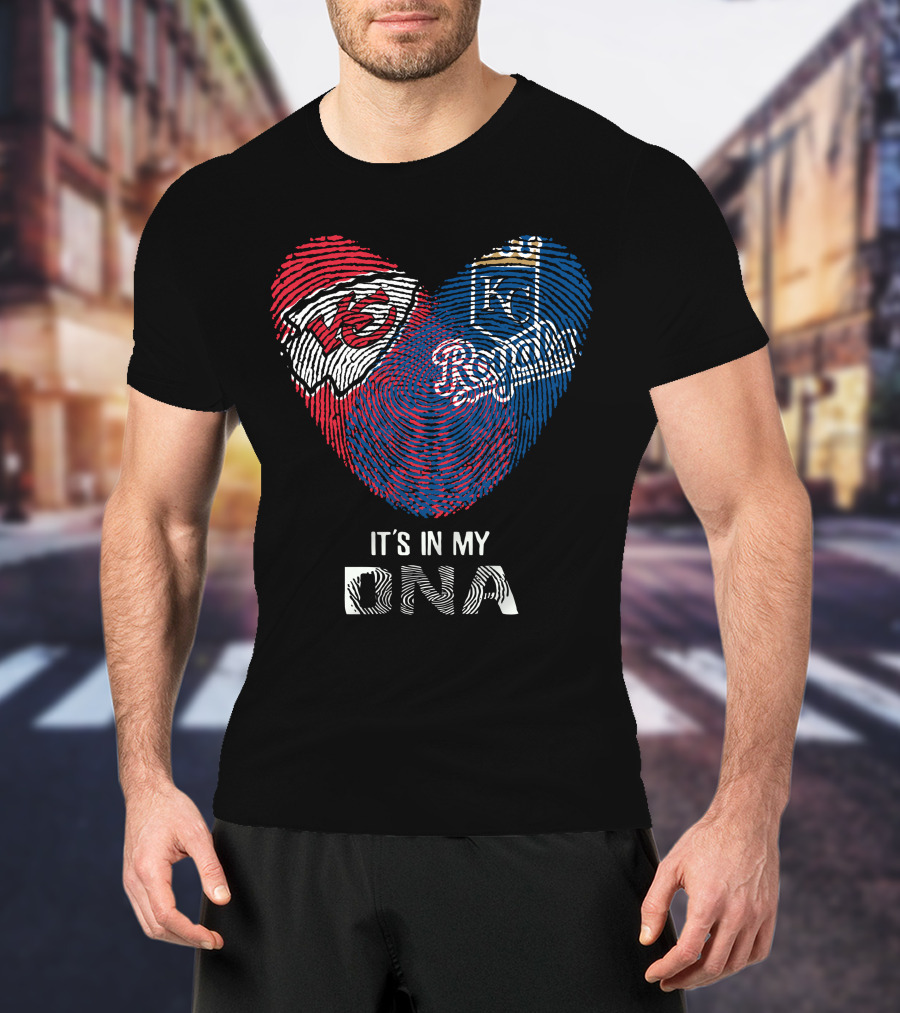 Chiefs Kc Royals Heart-Shaped Fingerprint It's In My Dna T-Shirt