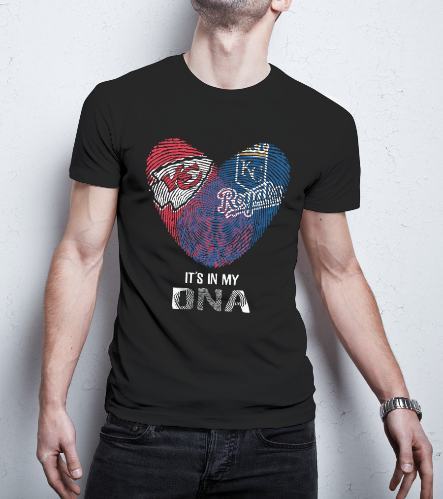 Chiefs Kc Royals Heart-Shaped Fingerprint It's In My Dna T-Shirt