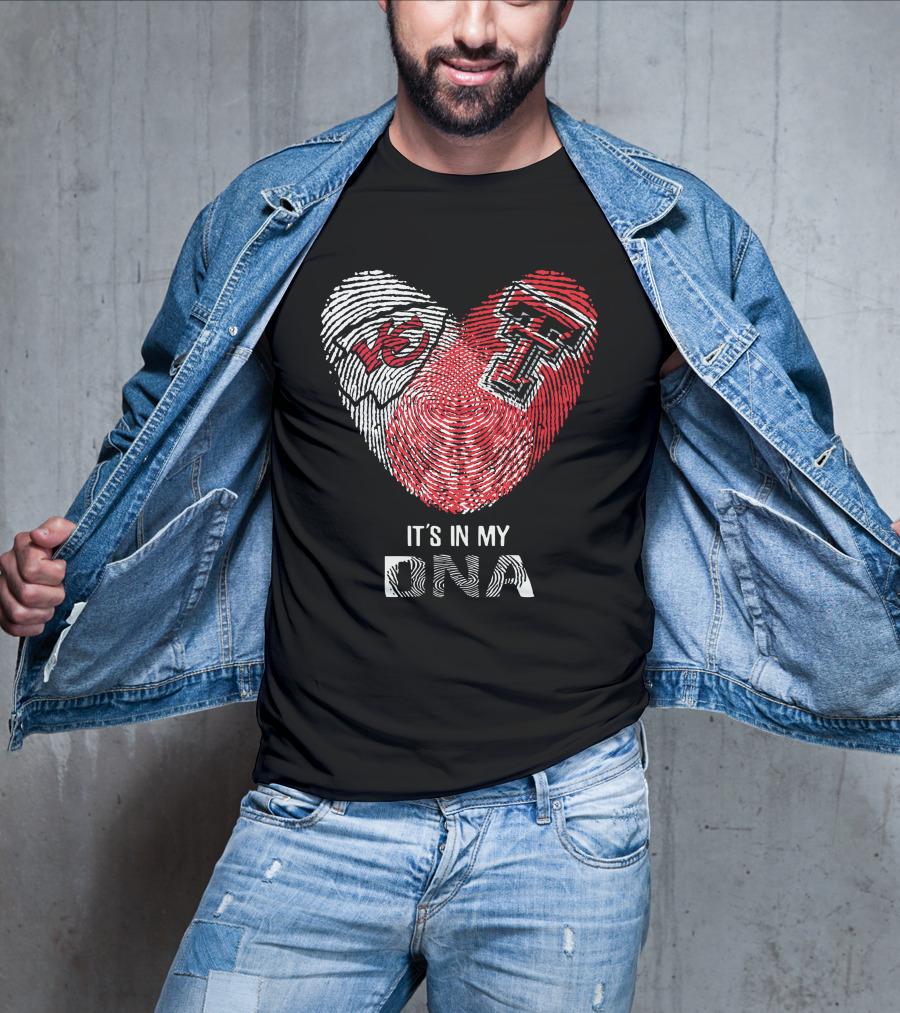 Chiefs Texas Tech Heart Shaped Fingerprint It's In My Dna T-Shirt