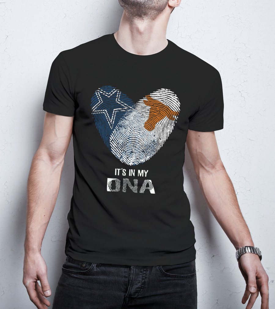 Cowboys Longhorns It's In My DNA Fingerprint Heart T-Shirt