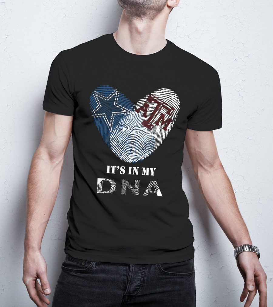 Cowboys Texas A&M Aggies It's In My Dna Fingerprint Heart T-Shirt