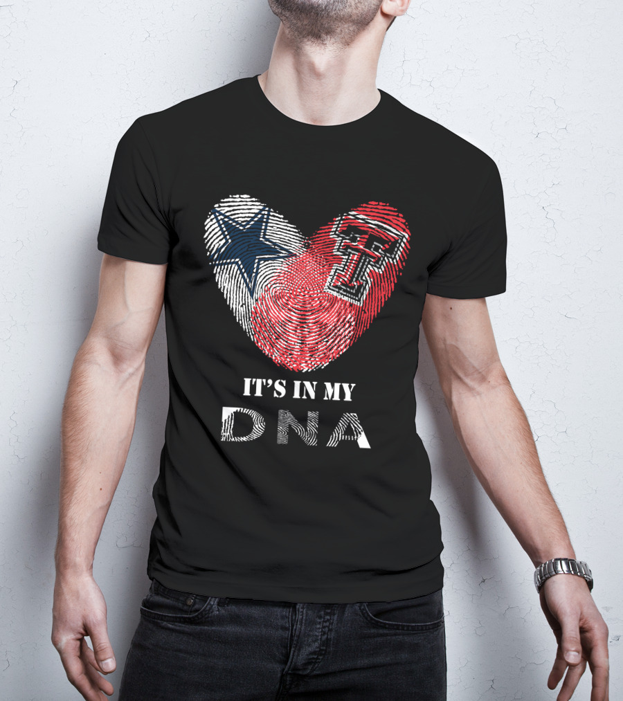 Cowboys Texas Tech Fingerprint Heart It's In My Dna T-Shirt
