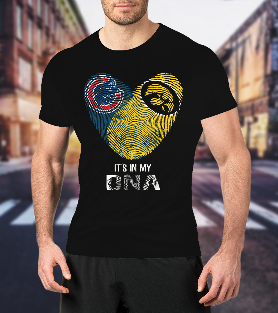 Chicago Cubs Iowa Hawkeyes It's In My Dna Fingerprint Heart T-Shirt