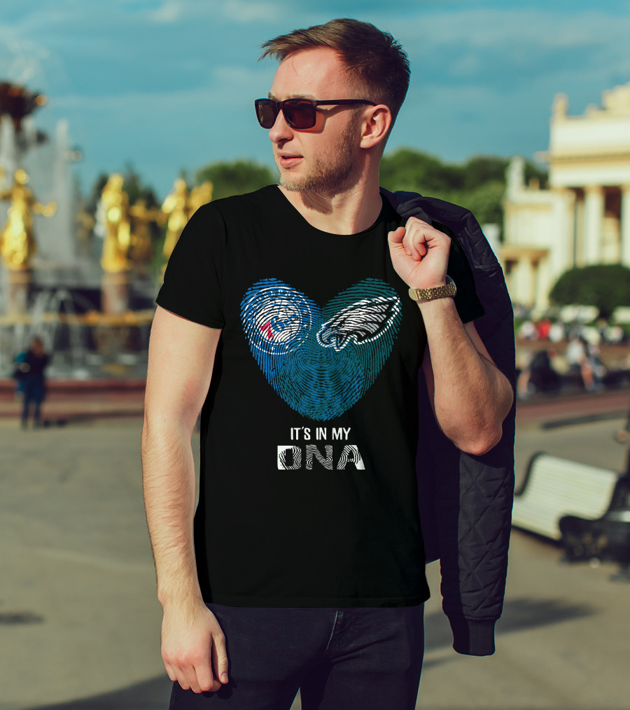 Eagles 76Ers It's In My DNA Fingerprint Heart T-Shirt
