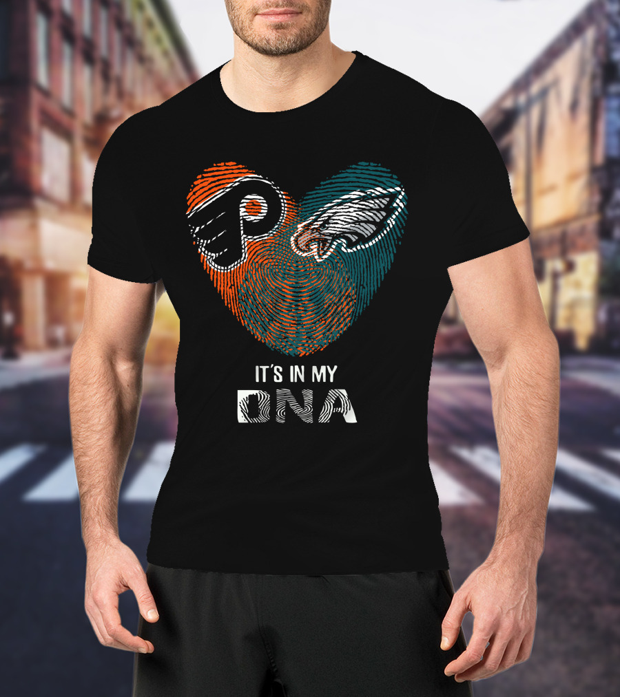 Philadelphia Eagles Flyers It's In My Dna Fingerprint T-Shirt