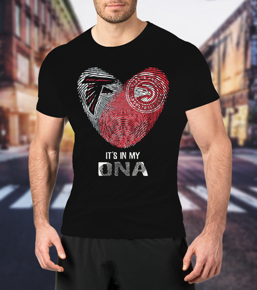 Falcons Atlanta Hawks It's In My DNA Fingerprint Heart T-Shirt