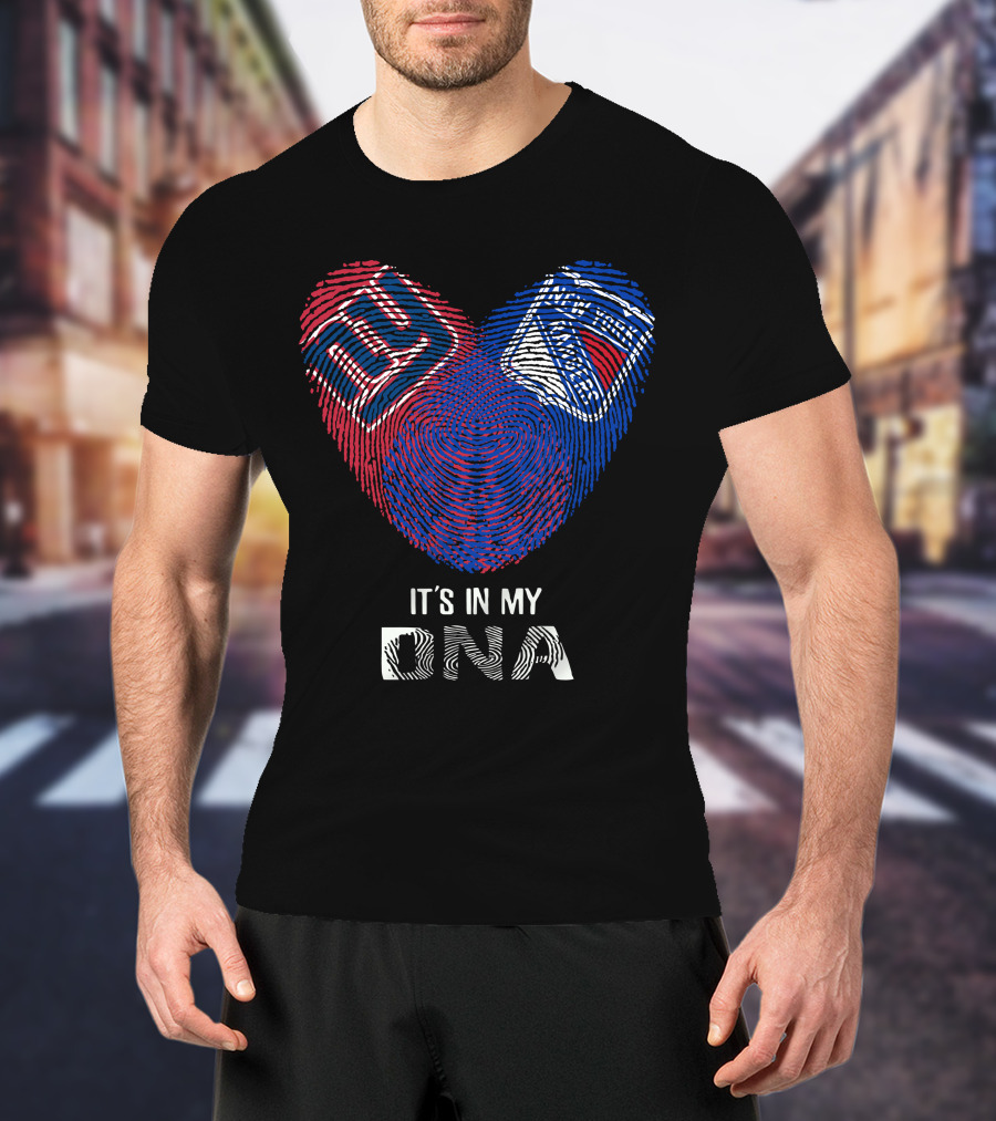 Giants Rangers It's In My DNA Heart Fingerprint T-Shirt