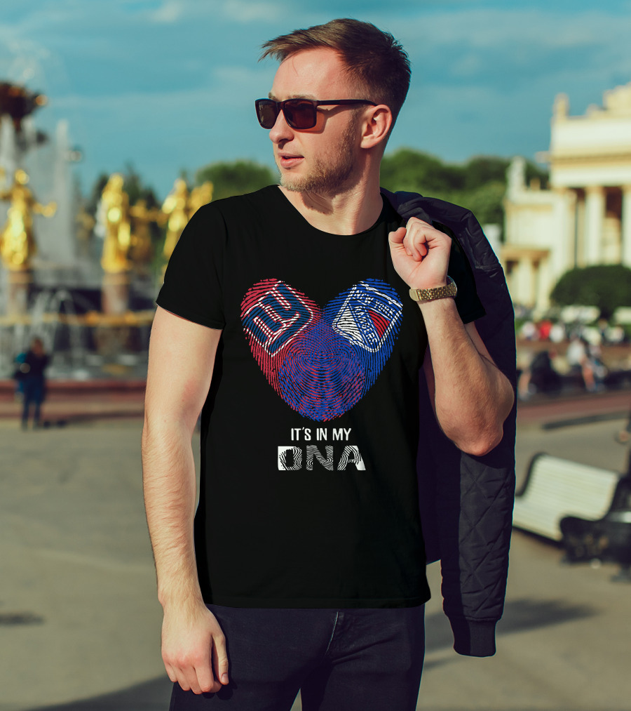 Giants Rangers It's In My DNA Heart Fingerprint T-Shirt