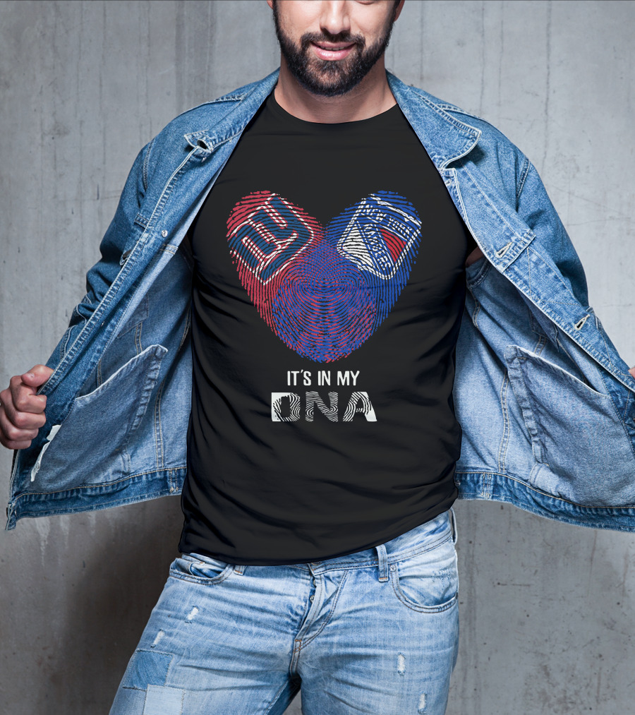 Giants Rangers It's In My DNA Heart Fingerprint T-Shirt