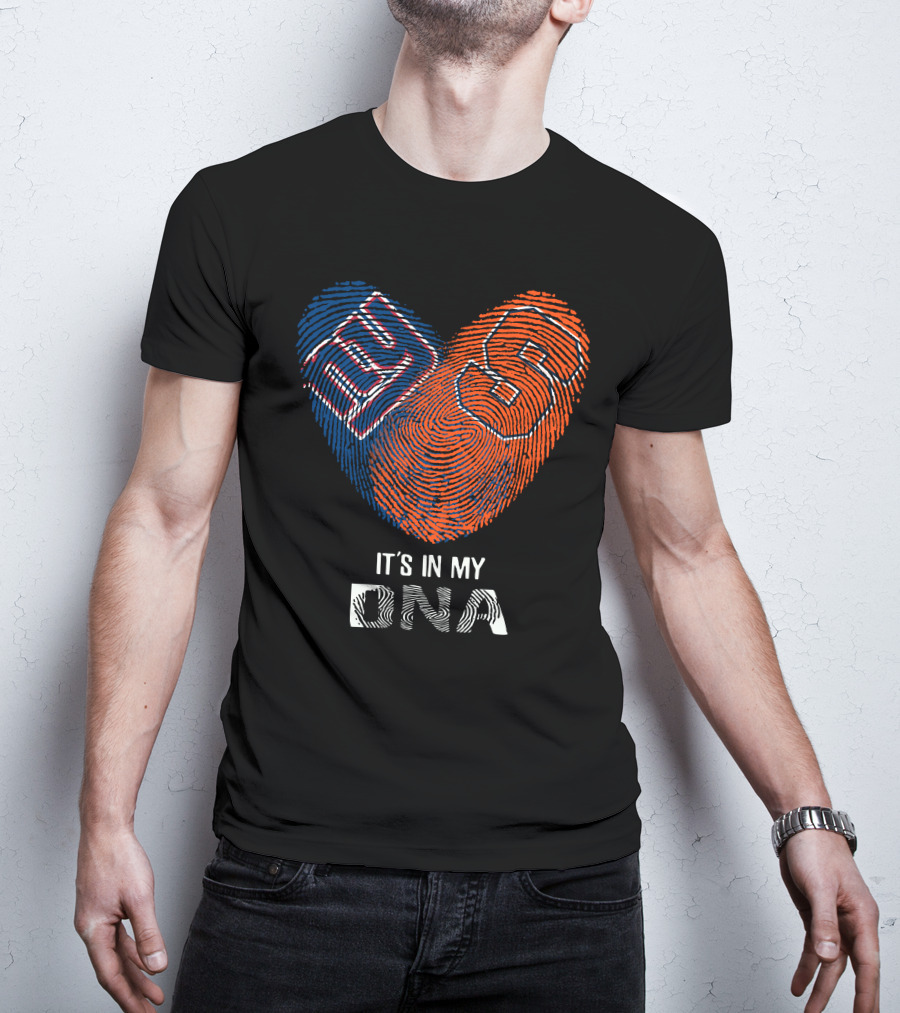 Giants Syracuse Orange It's In My DNA Heart Fingerprint T-Shirt