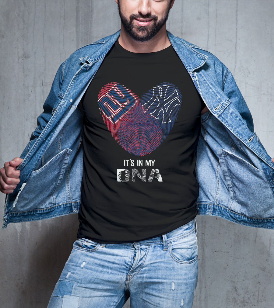 Giants Yankees Fingerprint Heart It's In My DNA T-Shirt