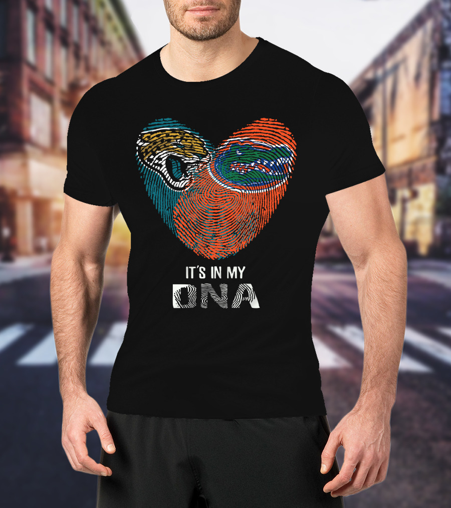 Jaguars Gators It's In My Dna Fingerprint Heart T-Shirt