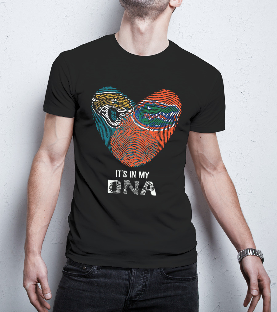 Jaguars Gators It's In My Dna Fingerprint Heart T-Shirt