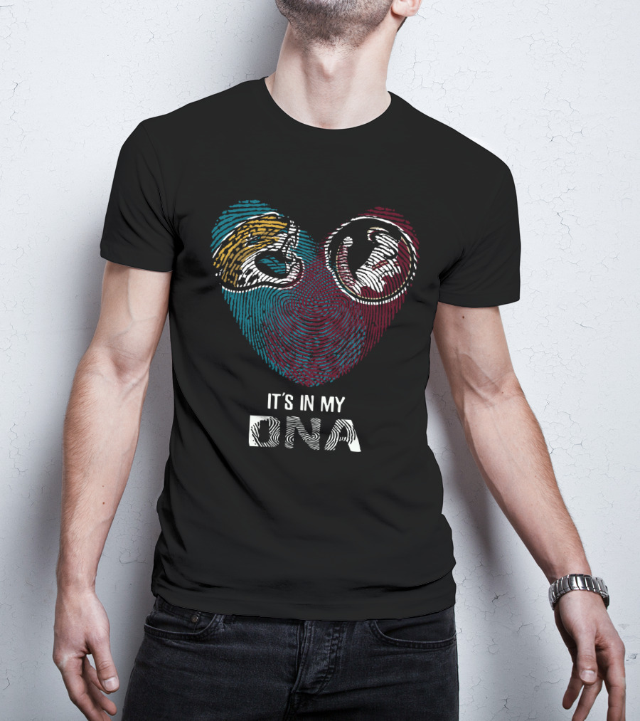 Jaguars Seminoles Heart Fingerprint It's In My DNA T-Shirt