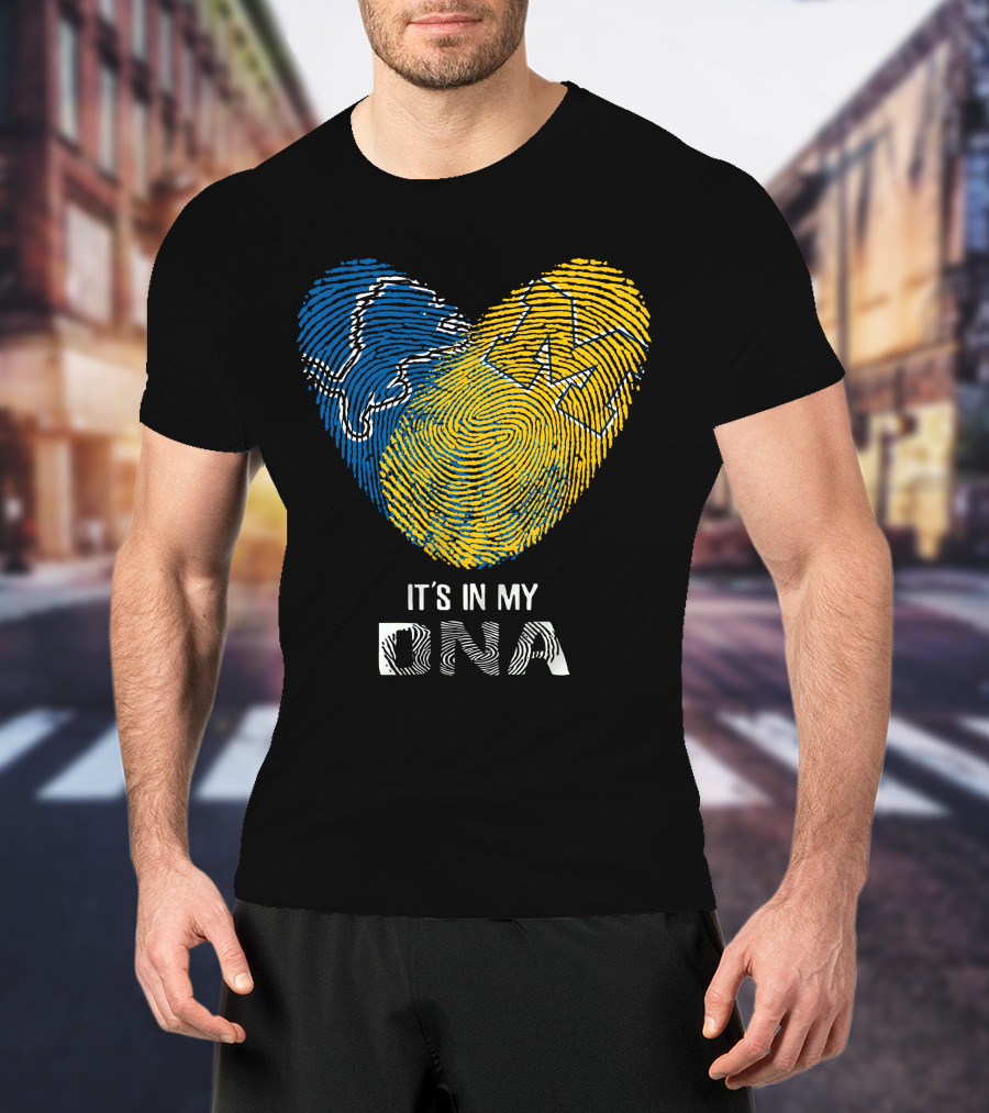 Lions Michigan Wolverines Heart Shaped Fingerprint It's In My Dna T-Shirt