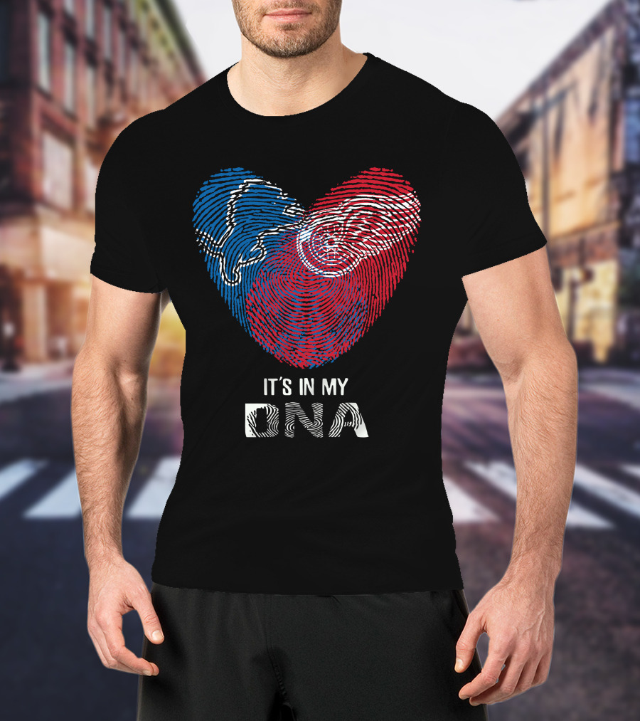 Lions Red Wings Heart Shaped Dna Fingerprint It's In My Dna T-Shirt