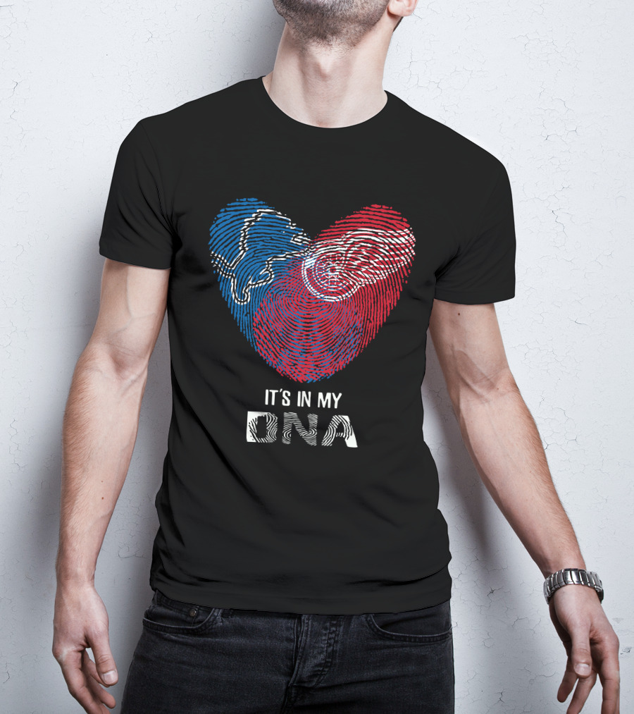 Lions Red Wings Heart Shaped Dna Fingerprint It's In My Dna T-Shirt
