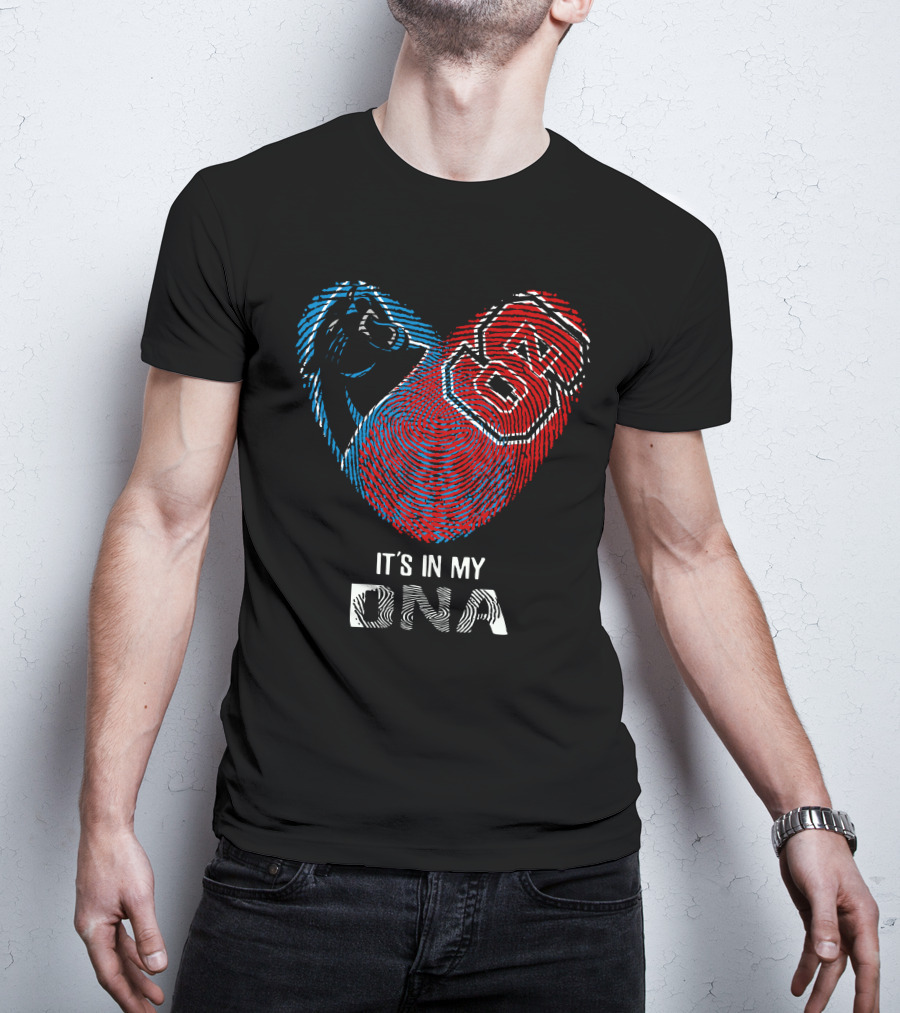 Panthers NC State Fingerprint Heart It's In My DNA T-Shirt
