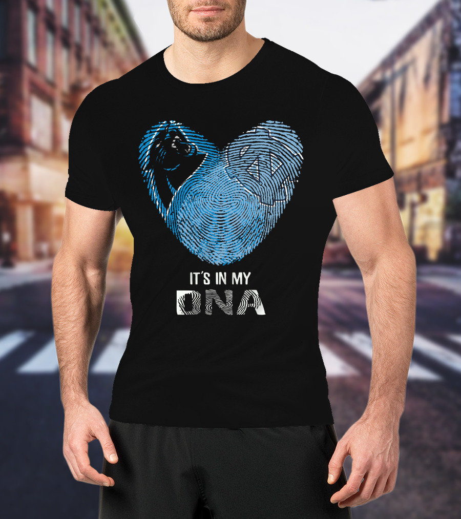 Panthers Tar Heels It's In My DNA Fingerprint Heart T-Shirt